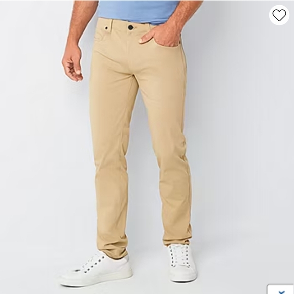 Nwt Stylus 5 Pocket Mens Slim Fit Flat Front Pants in gold dust - Picture 1 of 4